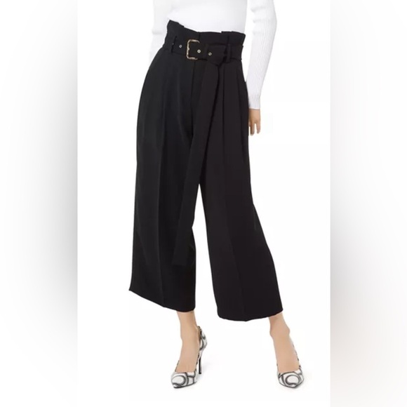 Michael Kors Paperbag-Waist Pleated Culottes black size 8 - Picture 1 of 7